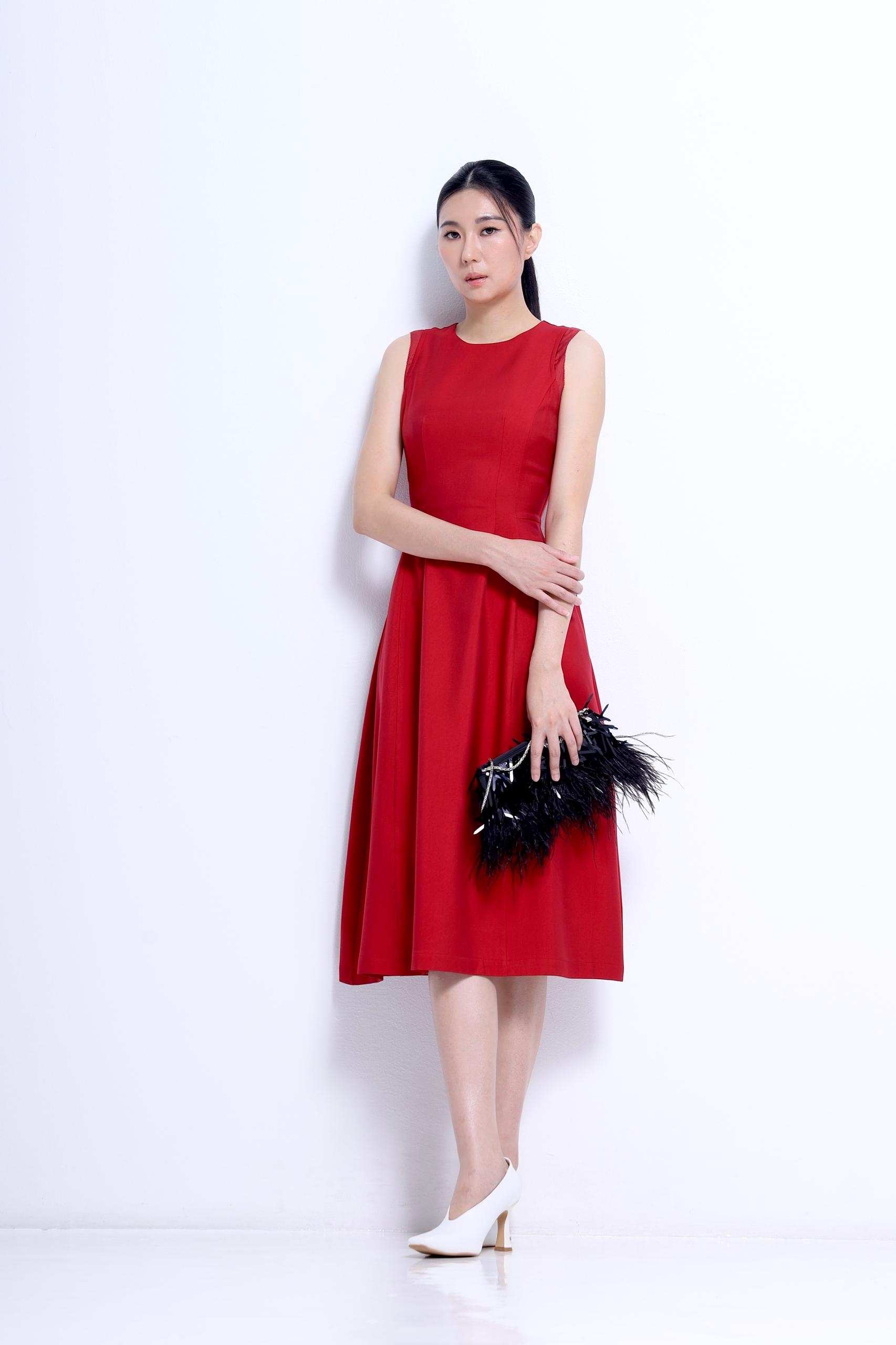 CD2159 Classic Fit & Flare Midi Dress