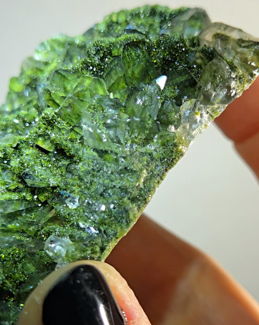 Epidote specimen with rainbow DT quartz - ED3
