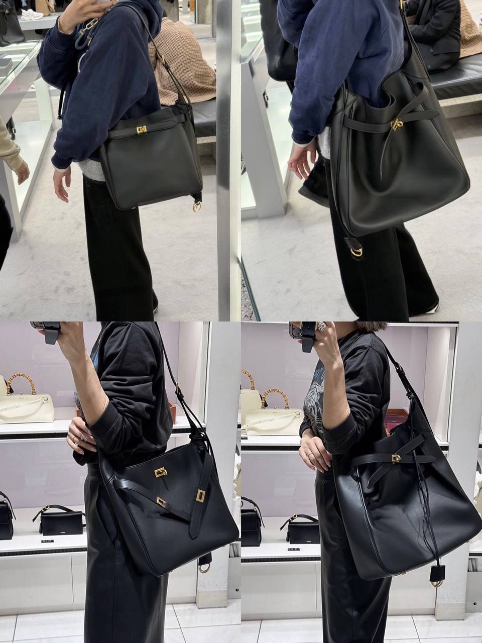 爆款🔥小号🖤 ba1enciaga bel air hobo桶包 beiair➕rodeo，大热当道 一整个系列都火爆了，一只比一只热门 半定型的水桶包超有态度 它的皮是有点厚度又软乎的 所以整个包都散发着慵懒和不羁的感觉 而且设计元素不拖沓繁琐 完全可以无脑搭配 现在的通勤人员也是吃得太好了吧 能有这么时髦的托特包来背！ 什么电脑水杯统统往里扔就对了 肩带可长可短，腋下背斜挎背都ok 两个尺寸任君选择，果断冲！！ 小号：26.9×25.9×9.9cm811018m 大号：43.9x39.8x14.9cm