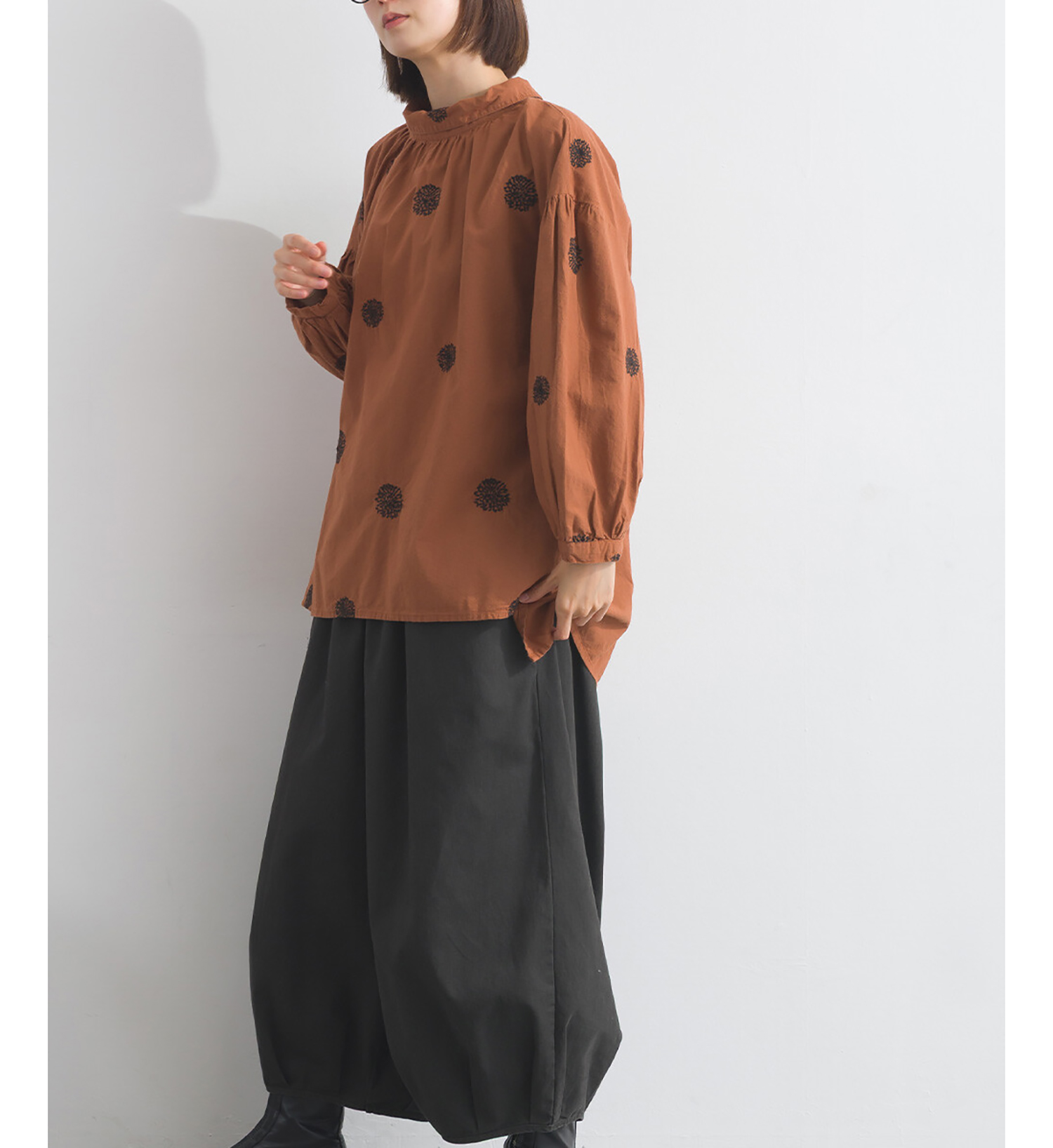 LP - 蒲公英褶皺棉襯衫 (焦糖色)