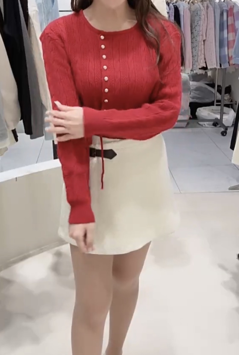 麻紋腰綁帶針織22/1 東大門檔口直播#ff2723