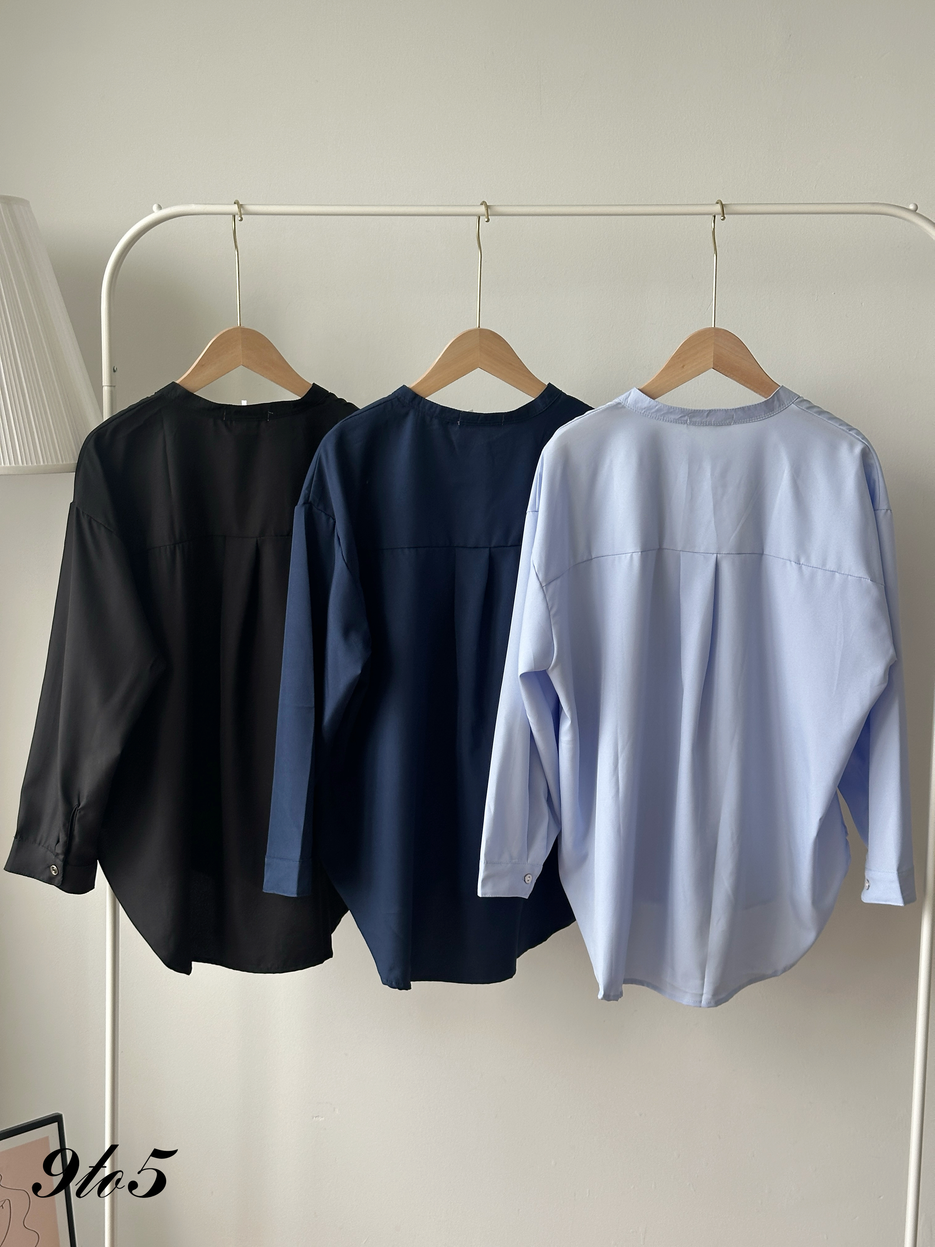 T4423 Long Sleeve Stand Collar Shirt - 3 Colors 