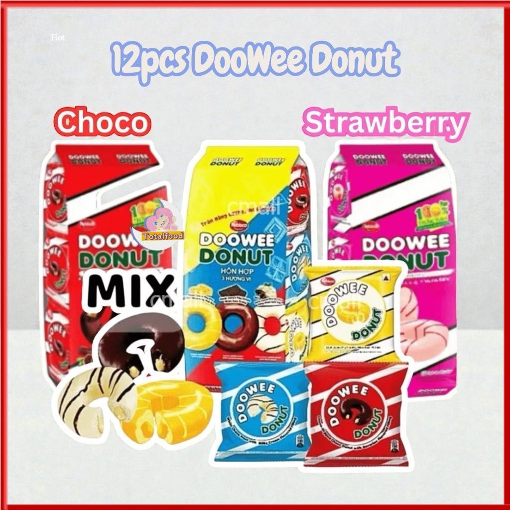 12pcs Rebisco Doowee Donut jajan / suitable for party (coklat / strawberry / orange / vanilla / mix)