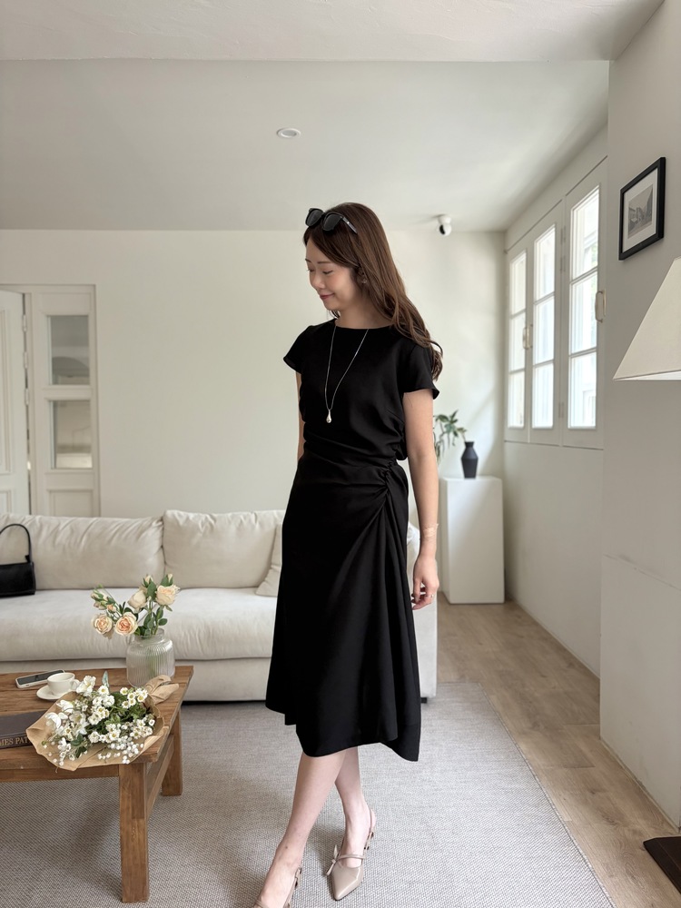 Belle Ruched Dress (Black)