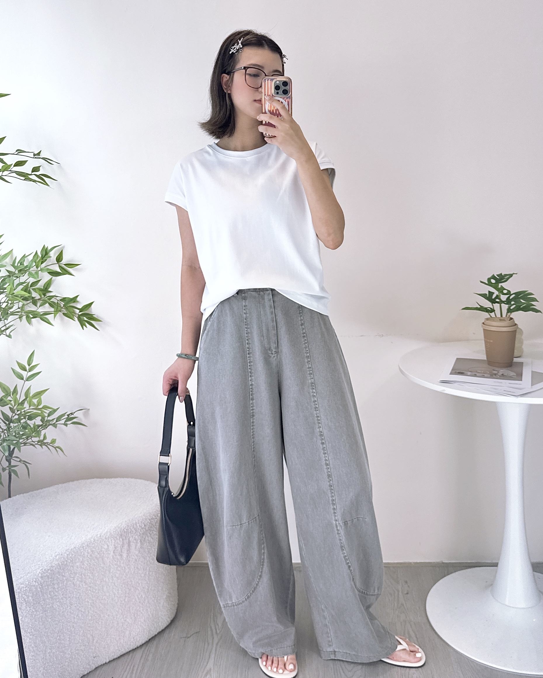 高質滑身超薄繭型牛仔褲 2色