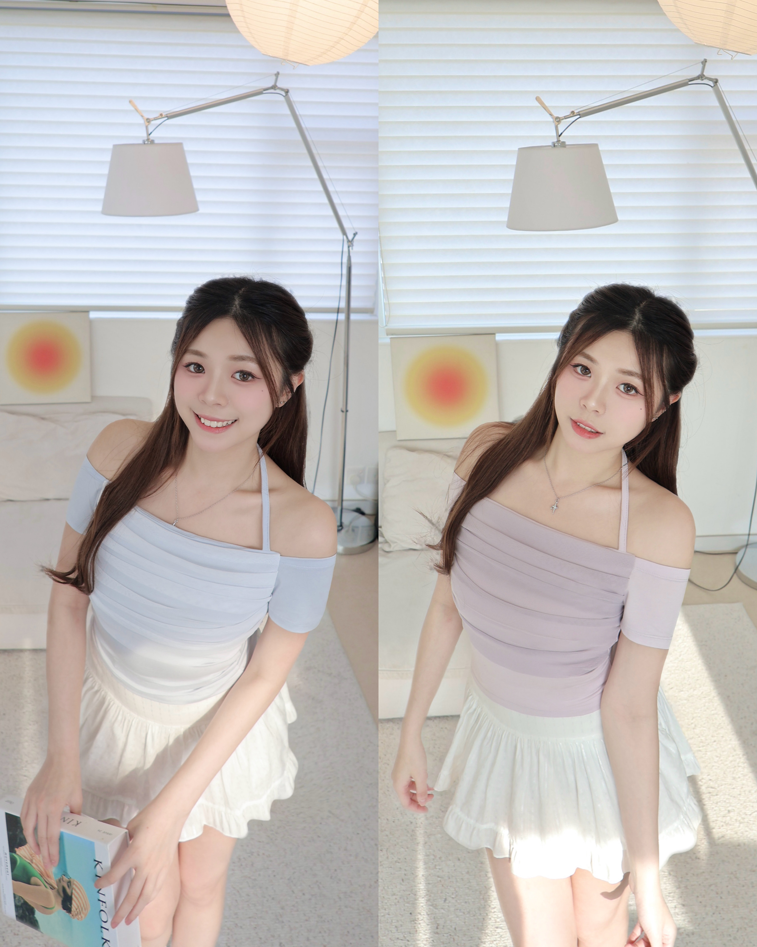 【 必入！查詢量超高🪡🩵 | 層層夢幻透紗～♡仙氣度飆升！美色親膚掛頸上衣🫧💜 】 My Dream Sheer Layer Top(三色入)