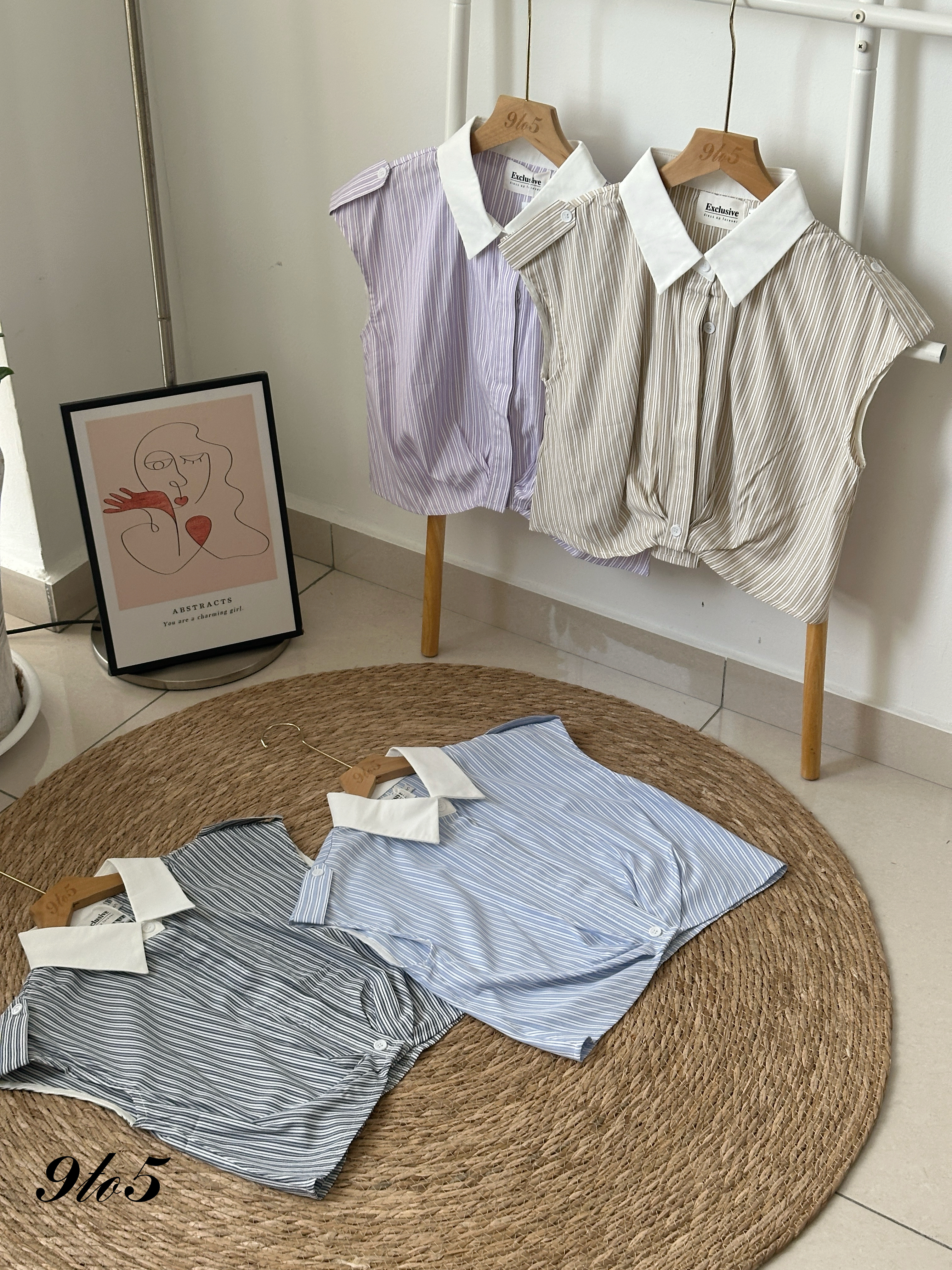 T4134 Stripe Crop Shirt - 4 Colors 