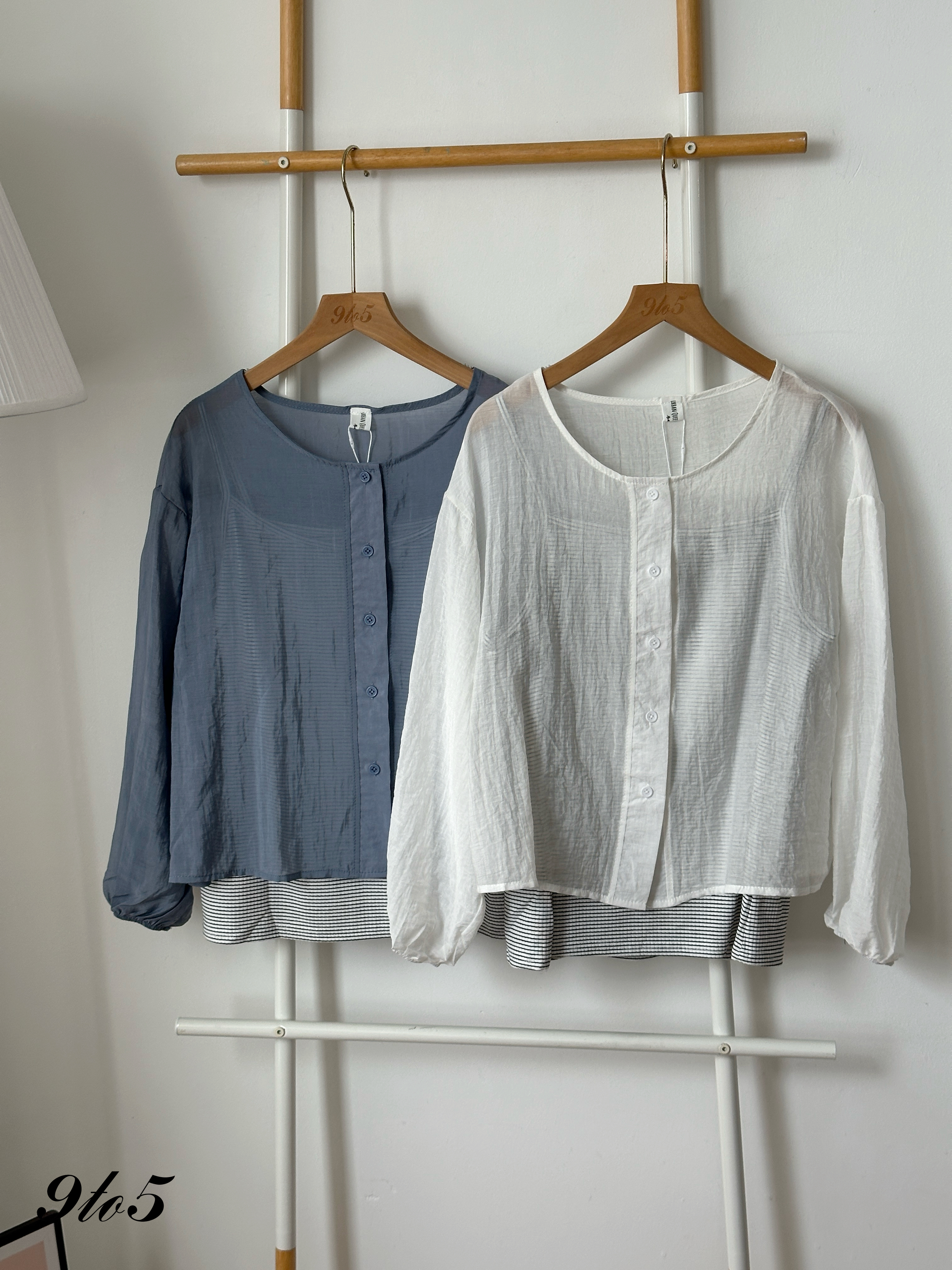 T4437 Semi-Sheer Two-Pieces Blouse - 3 Colors 