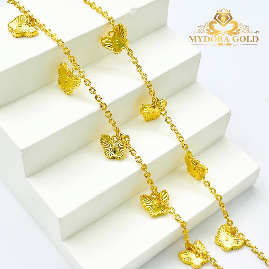 MYDORA EMAS 916 Rantai Tangan Sauh Matahari + 5 Radiant Butterfly l EMAS 916/22K