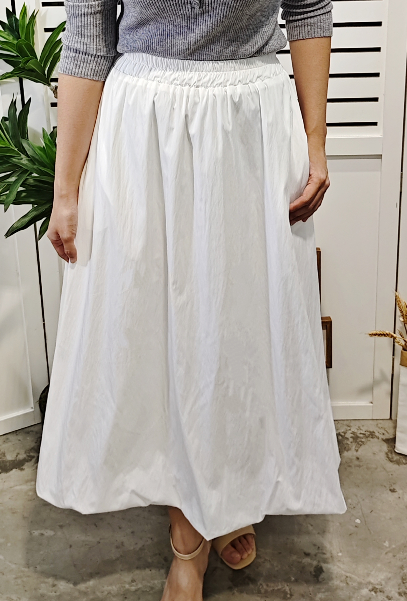 915 Fully Elastic Waist Pop Cotton Skirt 