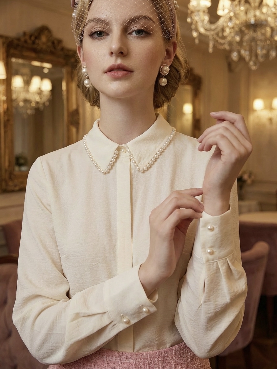  Bespoke Vintage 84顆珍珠點綴公主白禮服