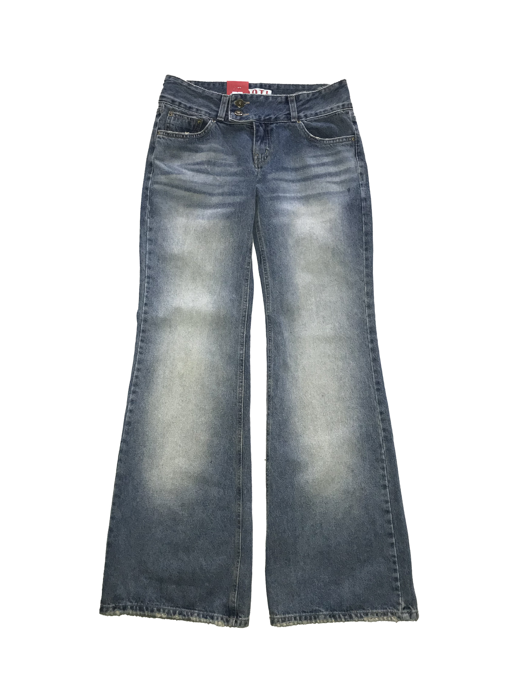 Low-Rise Double-Button Flared Jeans