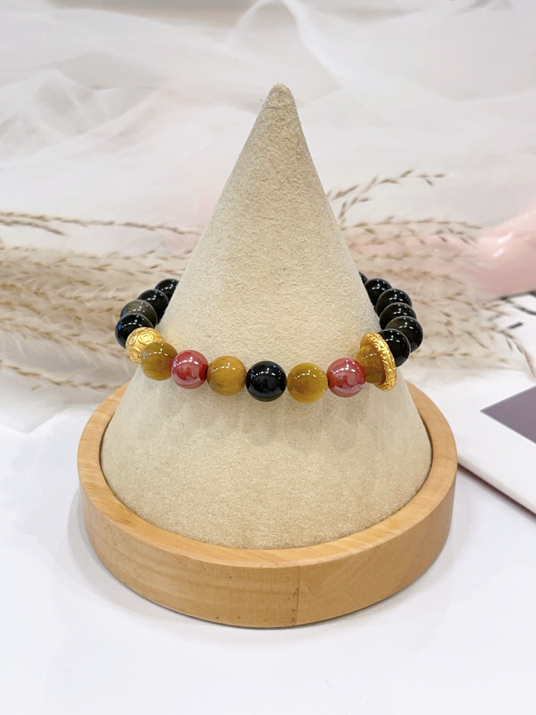 🖤 黑曜石 × 金曜石 × 金虎眼 × 帝王砂手串 Obsidian, Golden Obsidian, Tiger Eye & Imperial Sand Stone