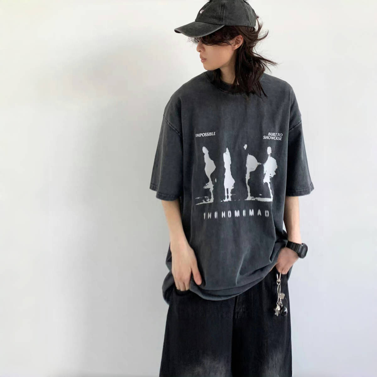 W65純棉洗水印花T恤