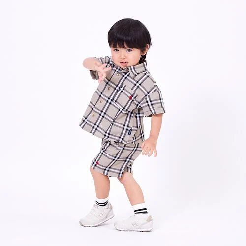 🇯🇵預訂 日本直送🇯🇵Polo Baby標誌刺繡格紋口袋短袖恤衫