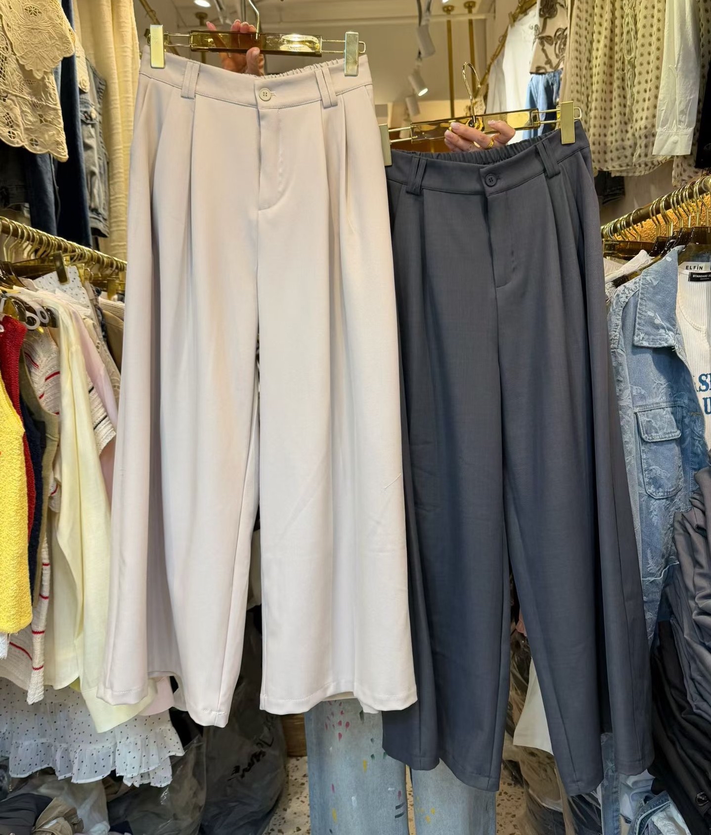 免燙西褲料闊腳褲