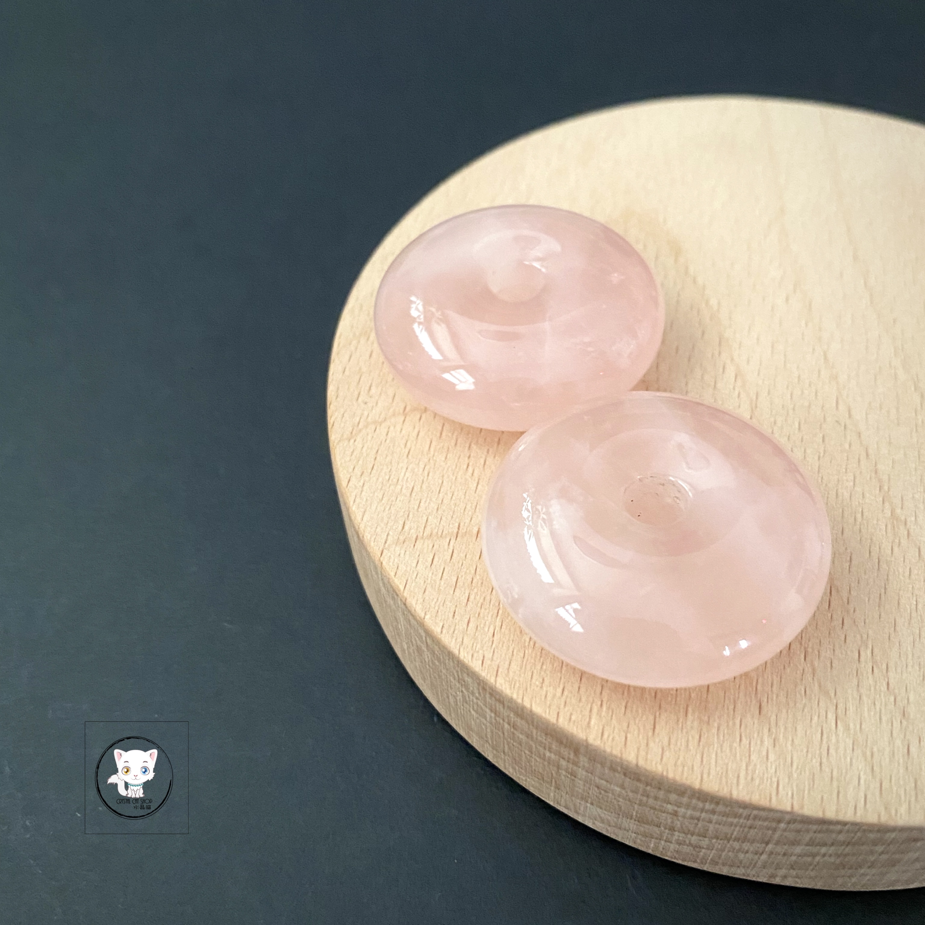 粉水晶平安扣吊墜 29mm