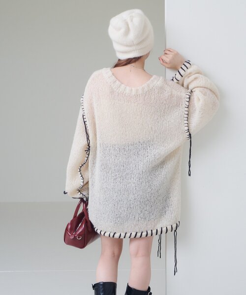 v領盲針編織冷衫