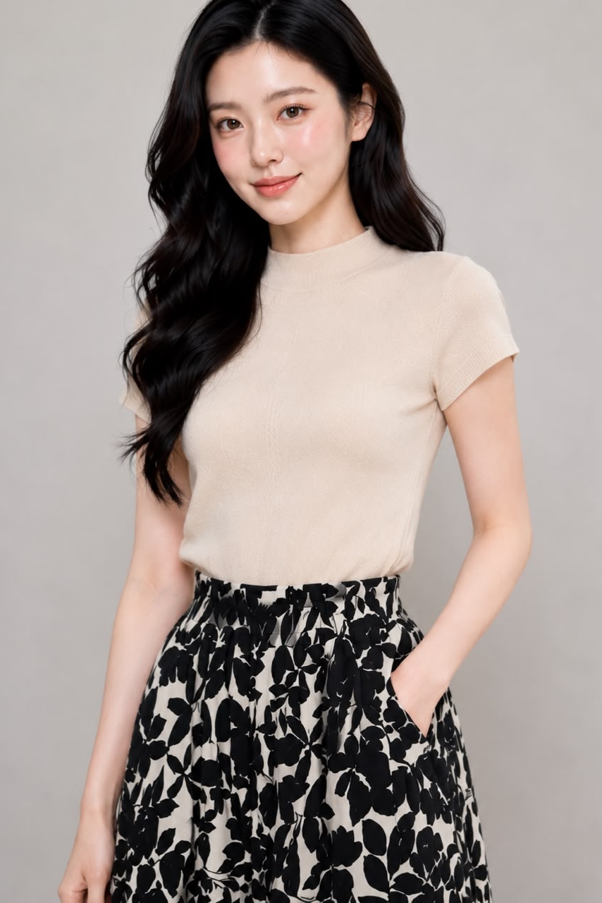 307321 Golden Aura Mock Neck Knit Top