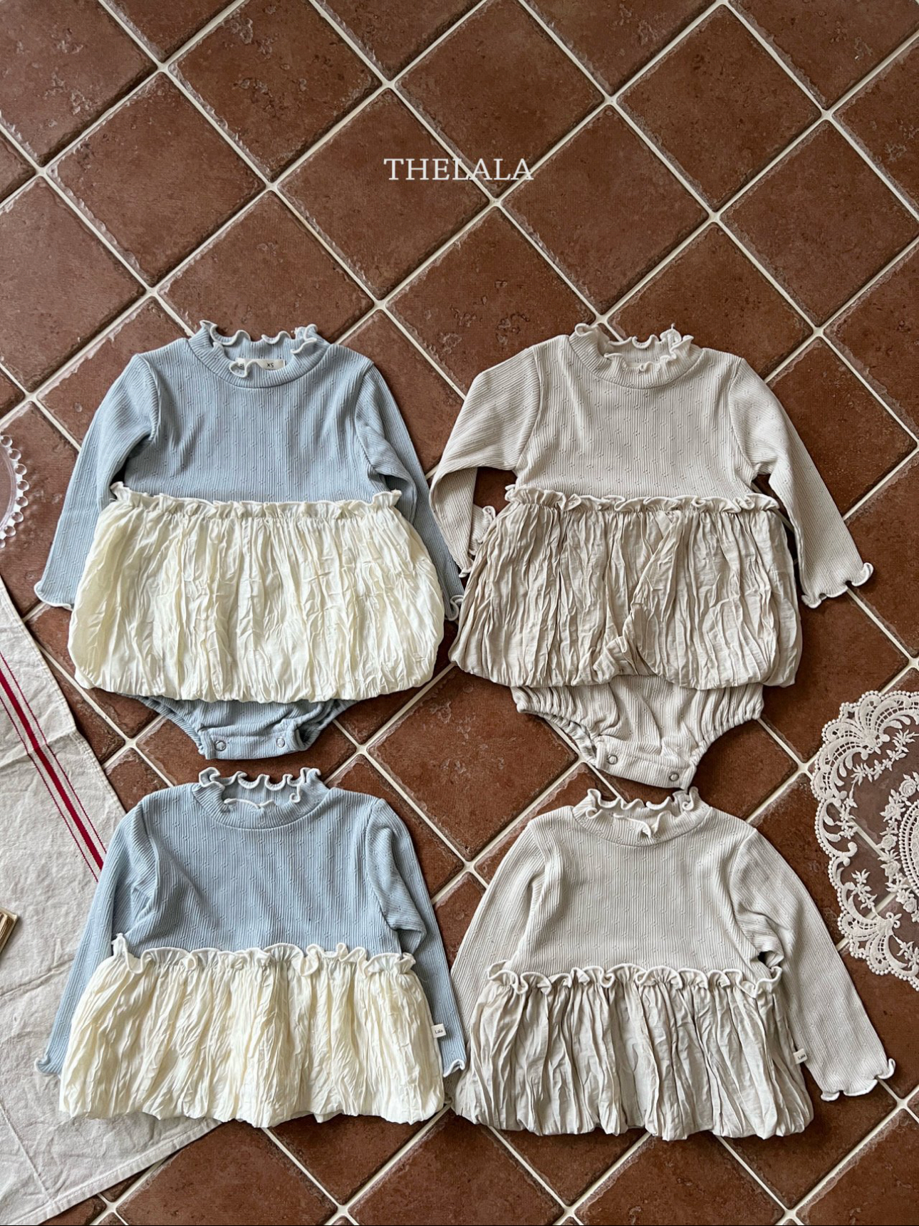 🌸預訂 韓國直送🌸🇰🇷THELALA兩色皺褶裙擺長袖上衣