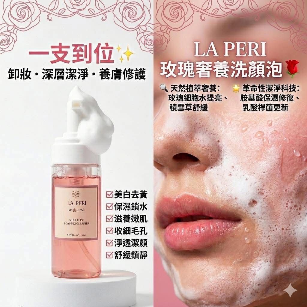 $180支。2支起170支。LA PERI 玫瑰奢養洗顏泡🌹