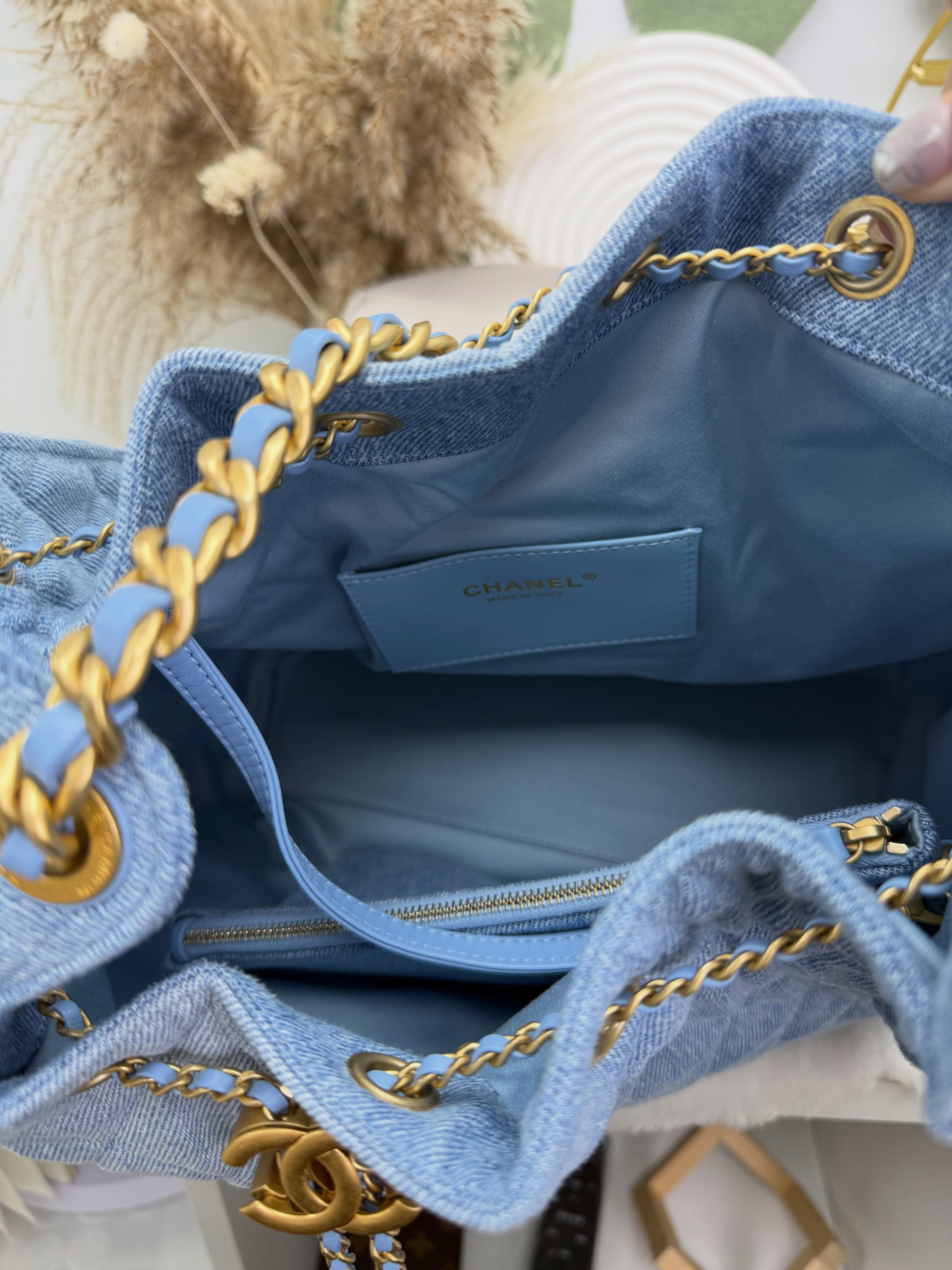 Chanel👜 PRE OWNED 🛍️牛仔藍25bag 晶片款🩵  