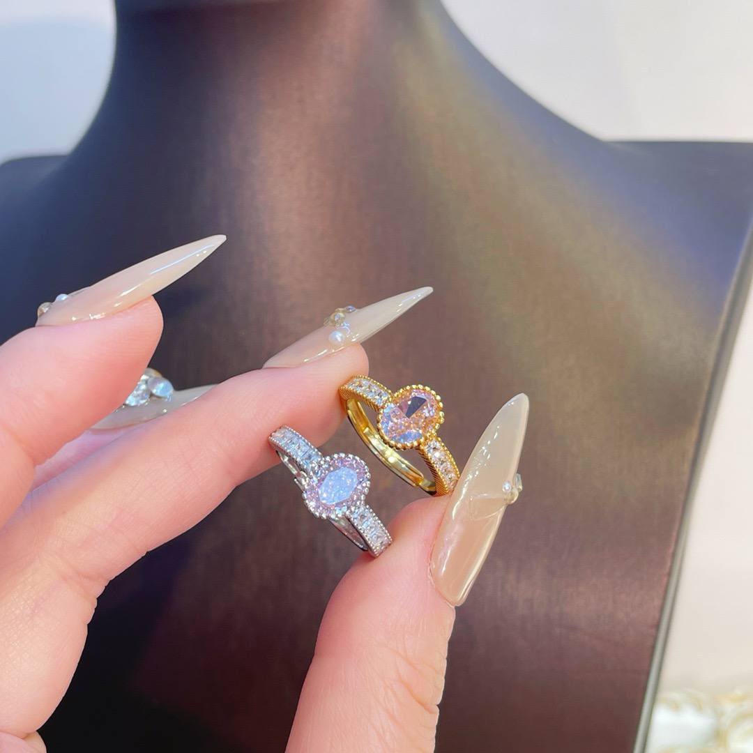 🆕轻奢粉钻椭圆戒指 🇨🇳