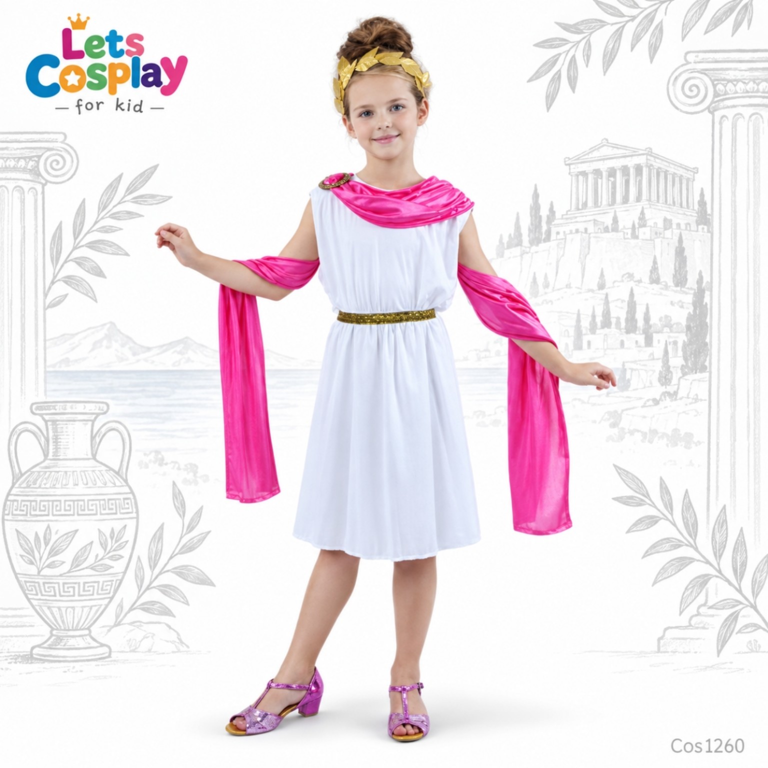兒童希臘女神服裝｜Greek Goddess Costume 學校文化日表演服｜Lets Cosplay COS1260