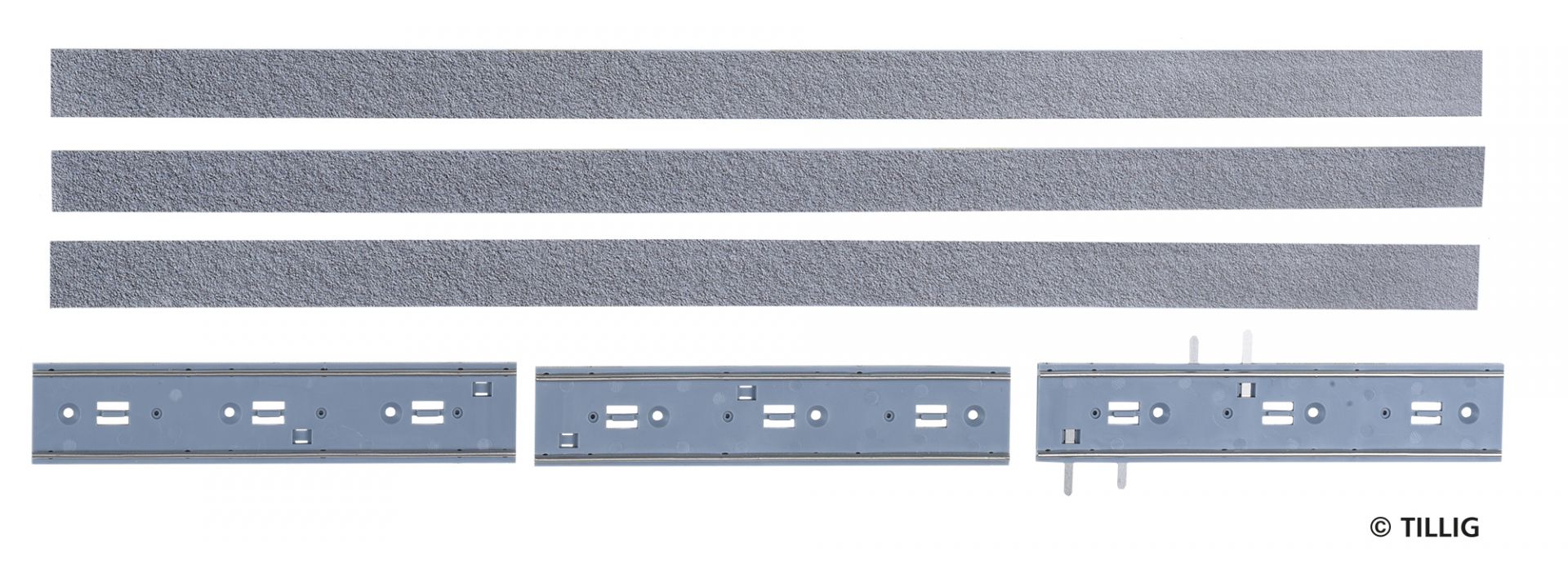 Tillig LUNA HO 單軌瀝青/混凝土表面 1:87 Straight track bitumen/concrete 馬路路軌•城市輕軌•電車路軌