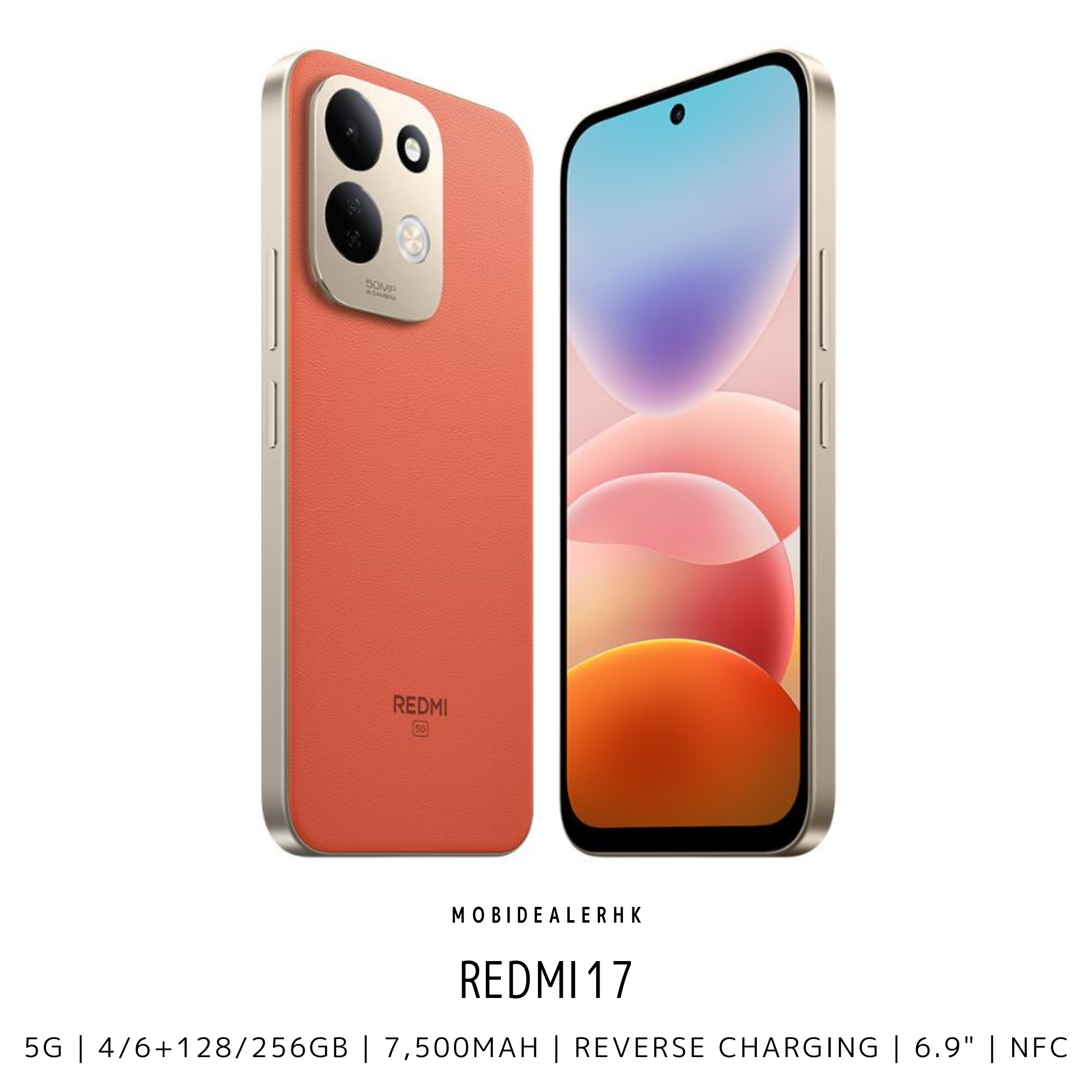 Redmi 17 | 紅米 17 | 5G | 智能手機 | 7500mAh 大電量 | 45W 快充 | 6.9 吋 120Hz | 5000 萬像素 AI 雙鏡頭