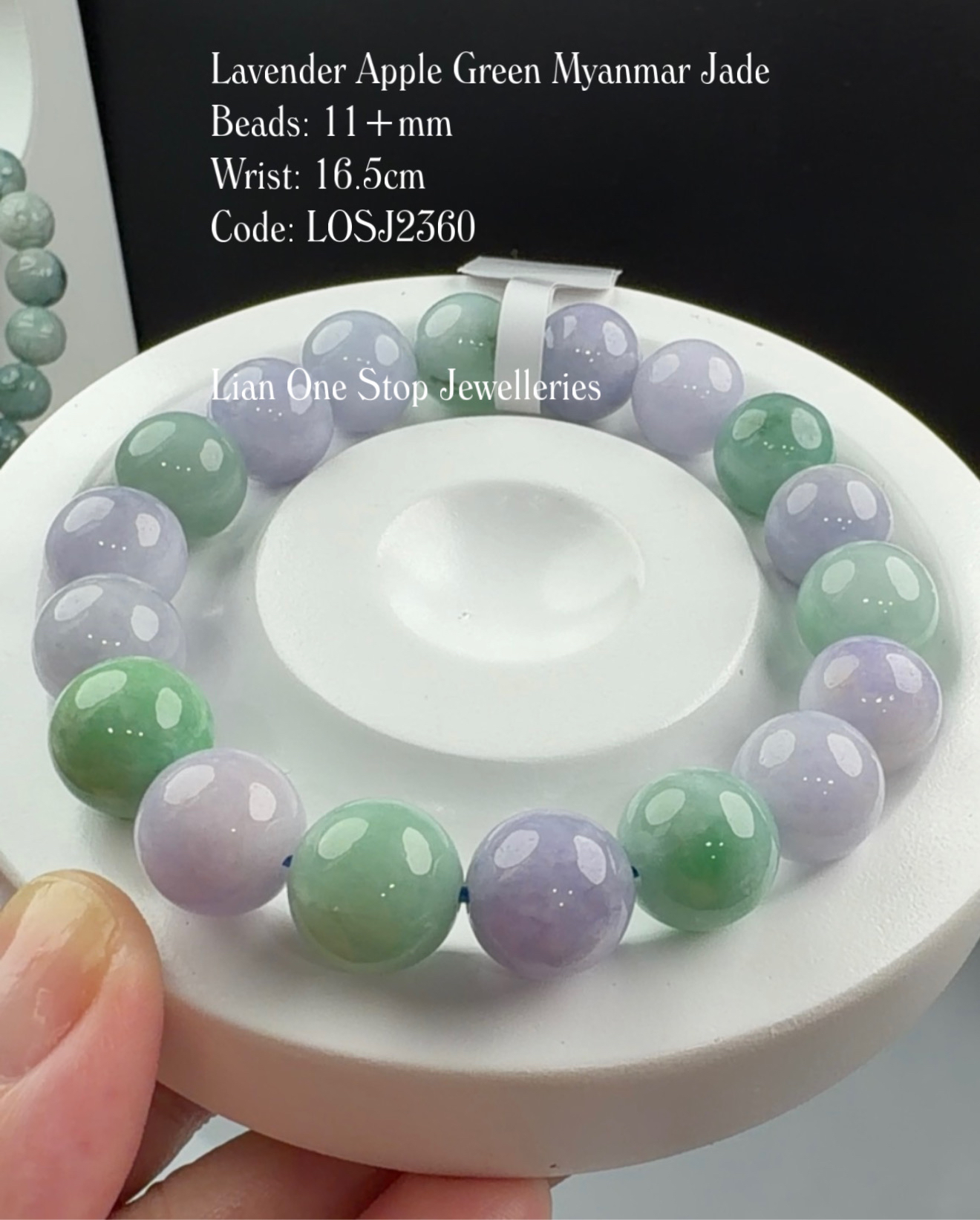 Code: LOSJ2360 Lavender Apple Green Myanmar Jade 11+mm