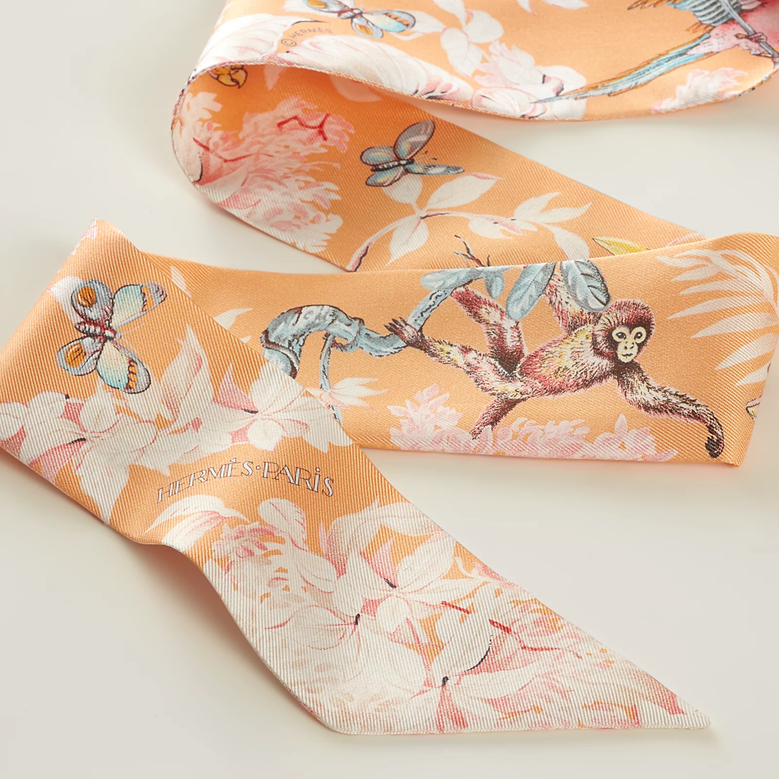 Hermès 全新🆕 100%絲 Equateur 圖案 Twilly