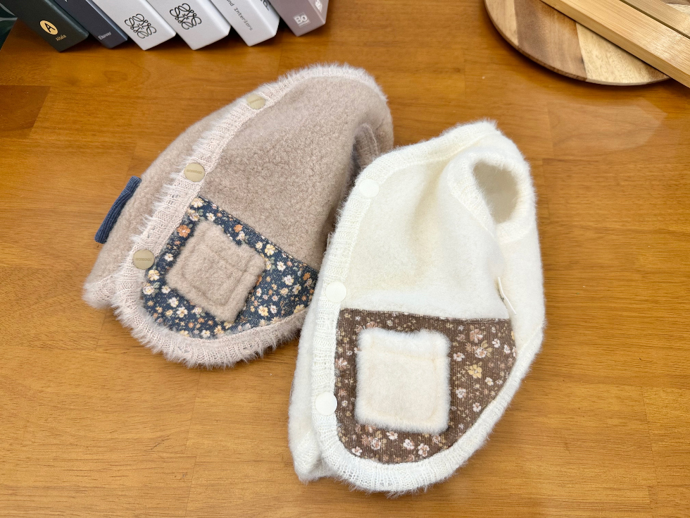 🇰🇷針織毛布配碎花布背心