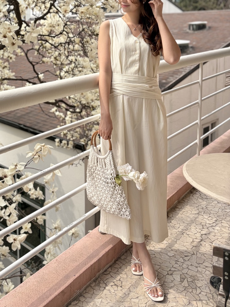 Arya Two-Way Textured Dress (Ivory)