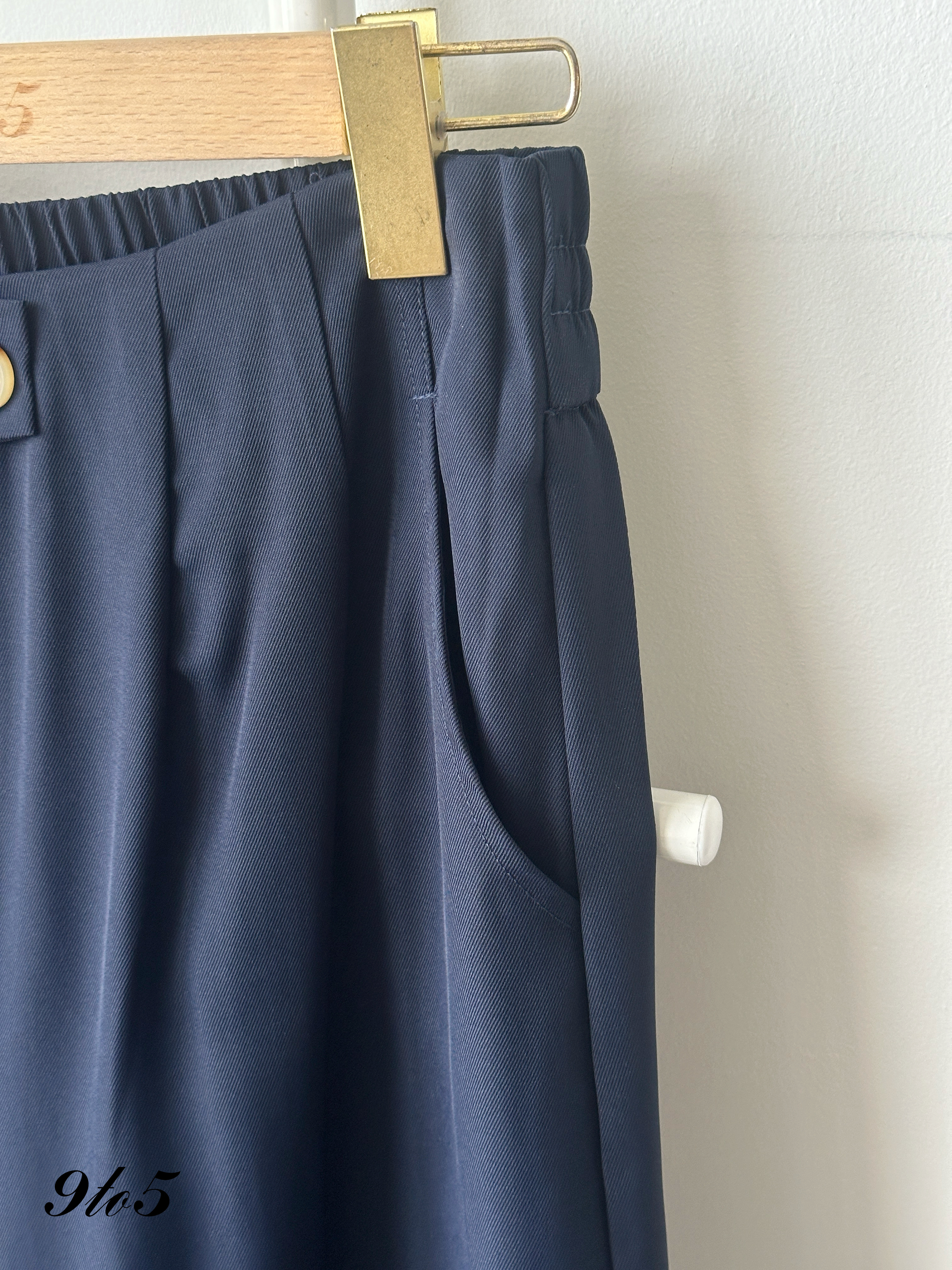 S1890 Wide Leg Long Pants - Black & Blue