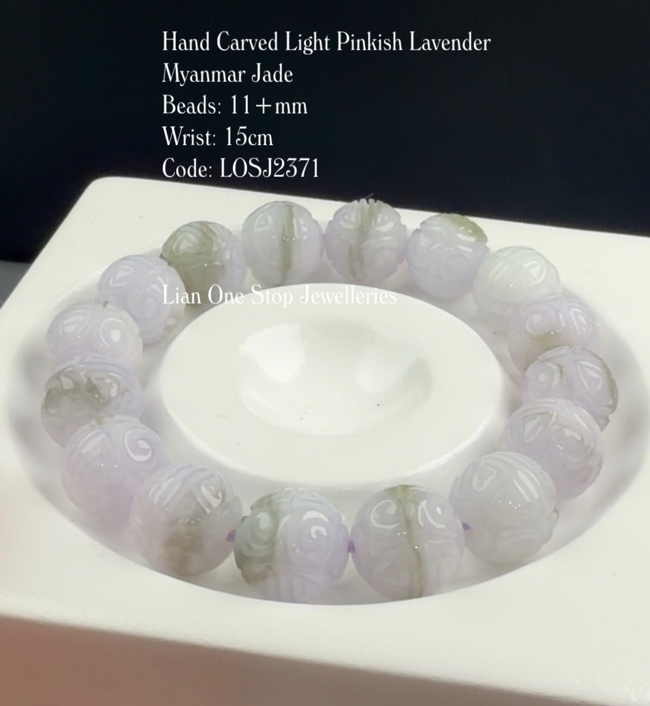 Code: LOSJ2371 Hand Carved Light Pinkish Lavender Myanmar Jade  