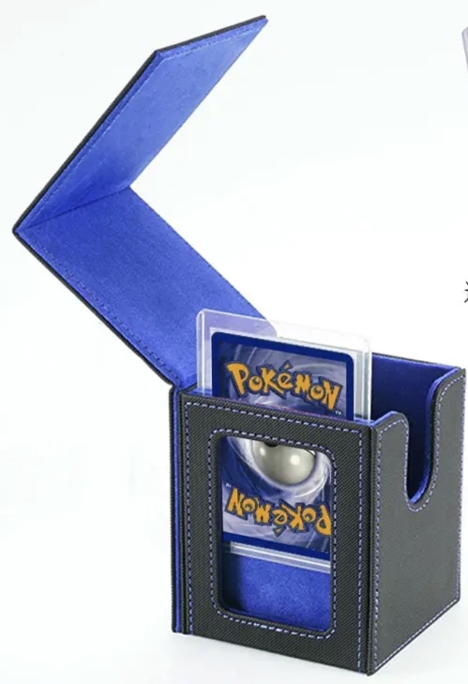 合成仿皮卡夾卡盒，藍色 toploader card case blue
