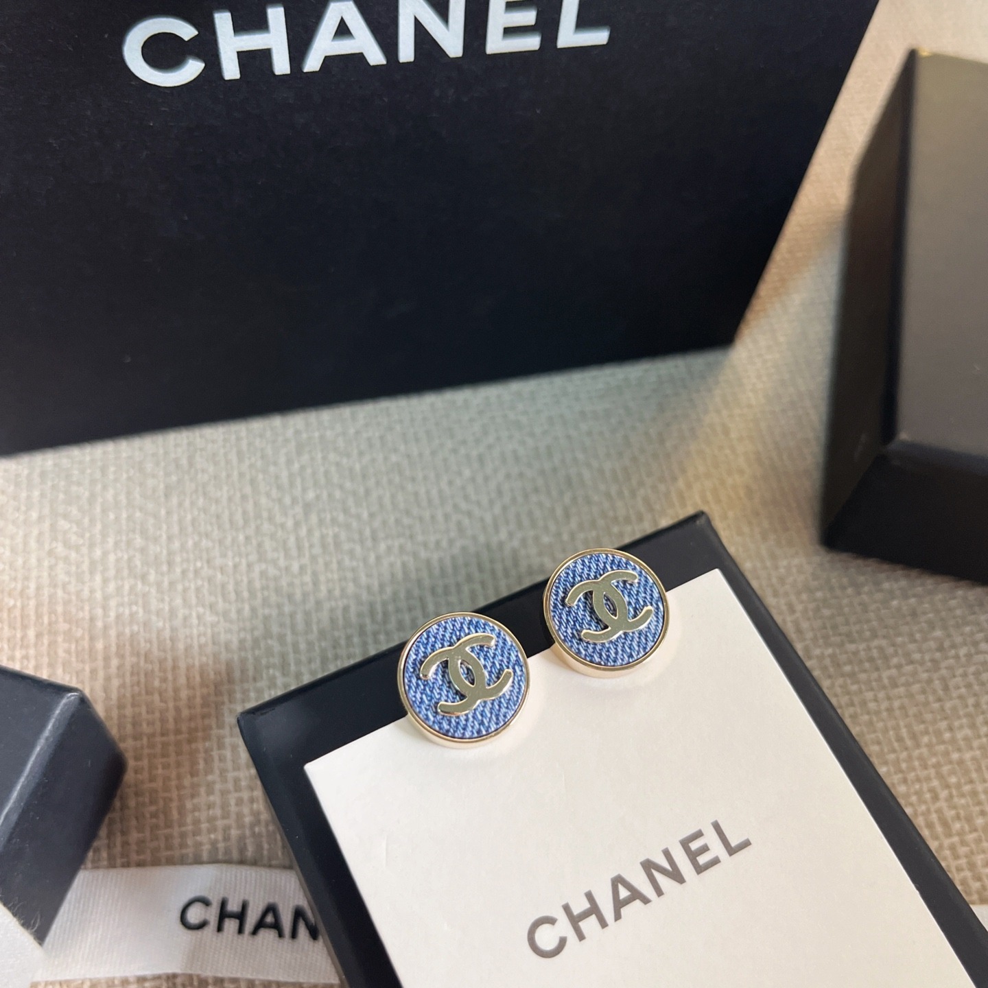 【原單】Chanel CC圓形牛仔耳環