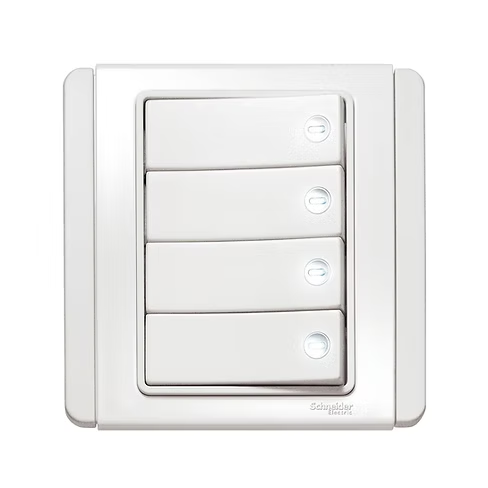 施耐德 NEO 凝白 4位單控 帶指示燈 開關掣
