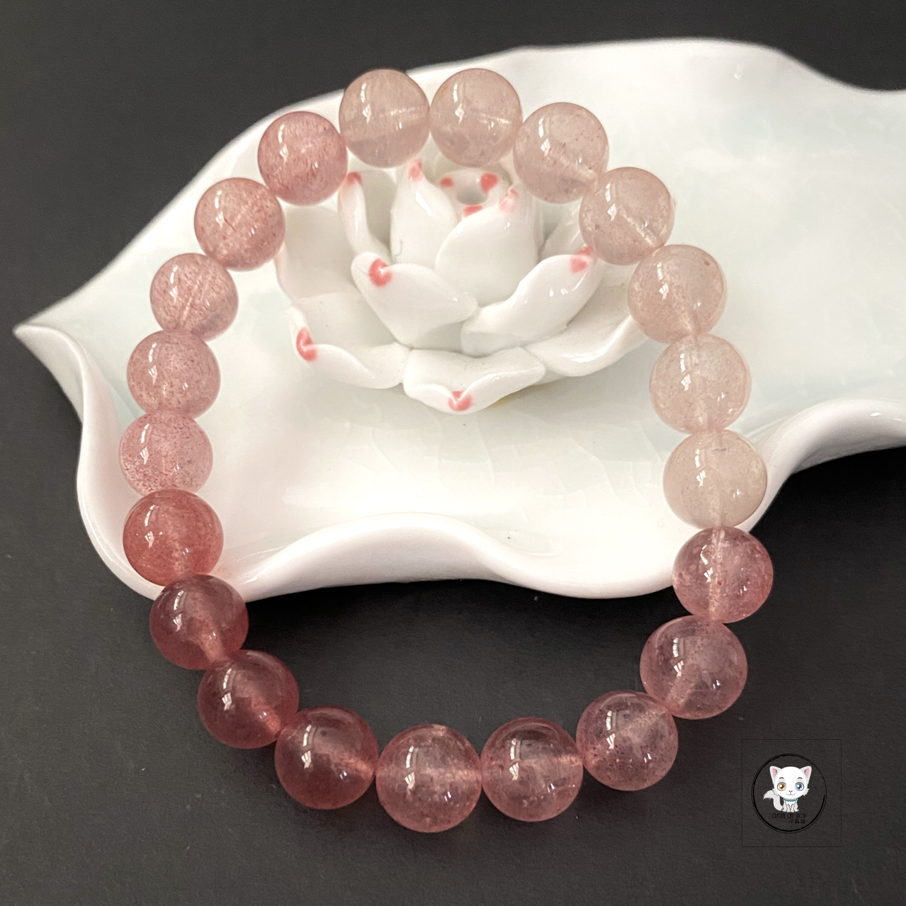 天然草莓晶漸變手鏈 9mm+