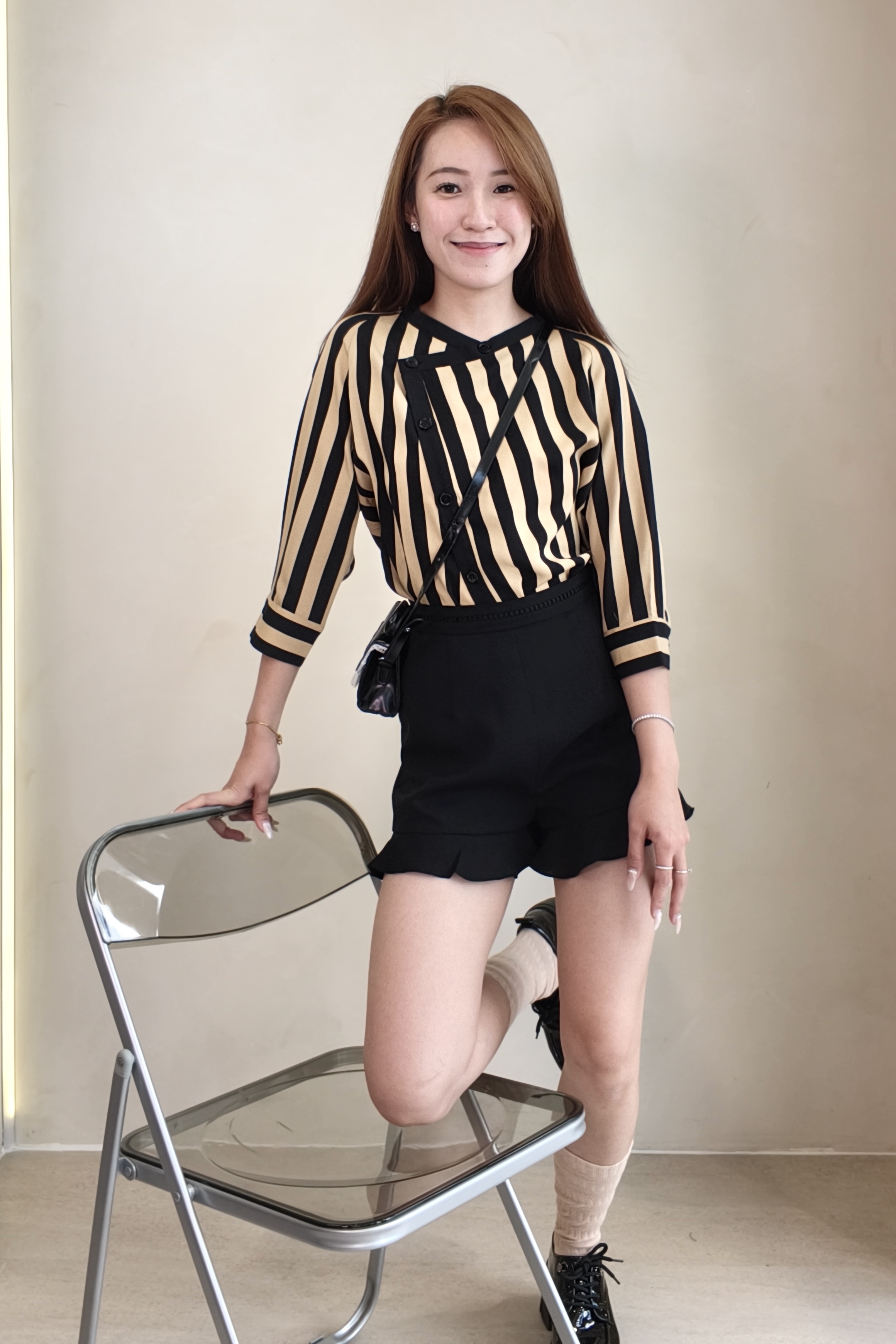311503 Elara Striped Button Blouse