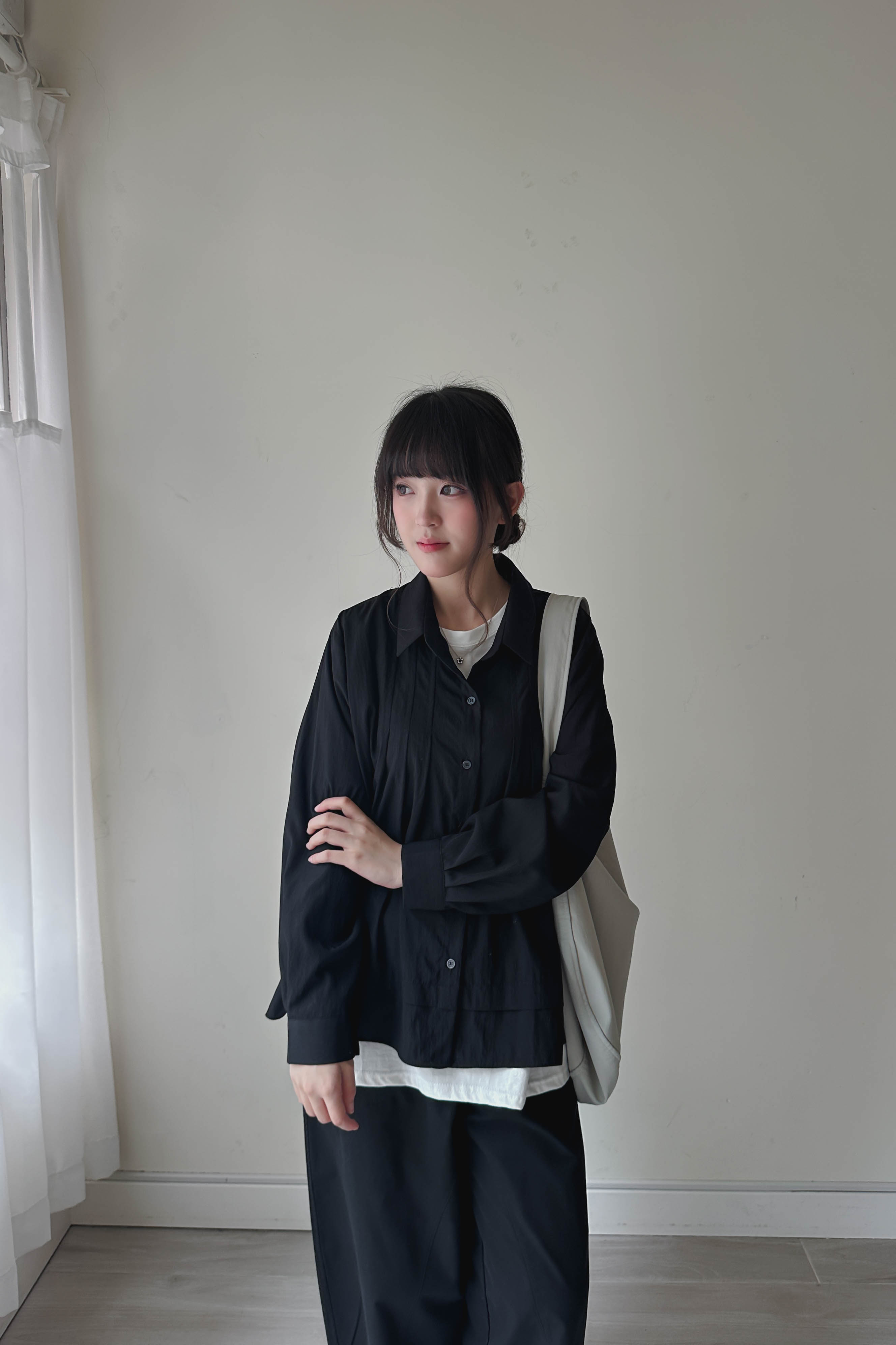 爽料設計感打褶恤衫 (兩色入)