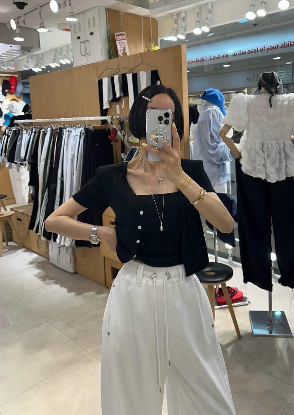 T05 暗紋Bra top +外套Set