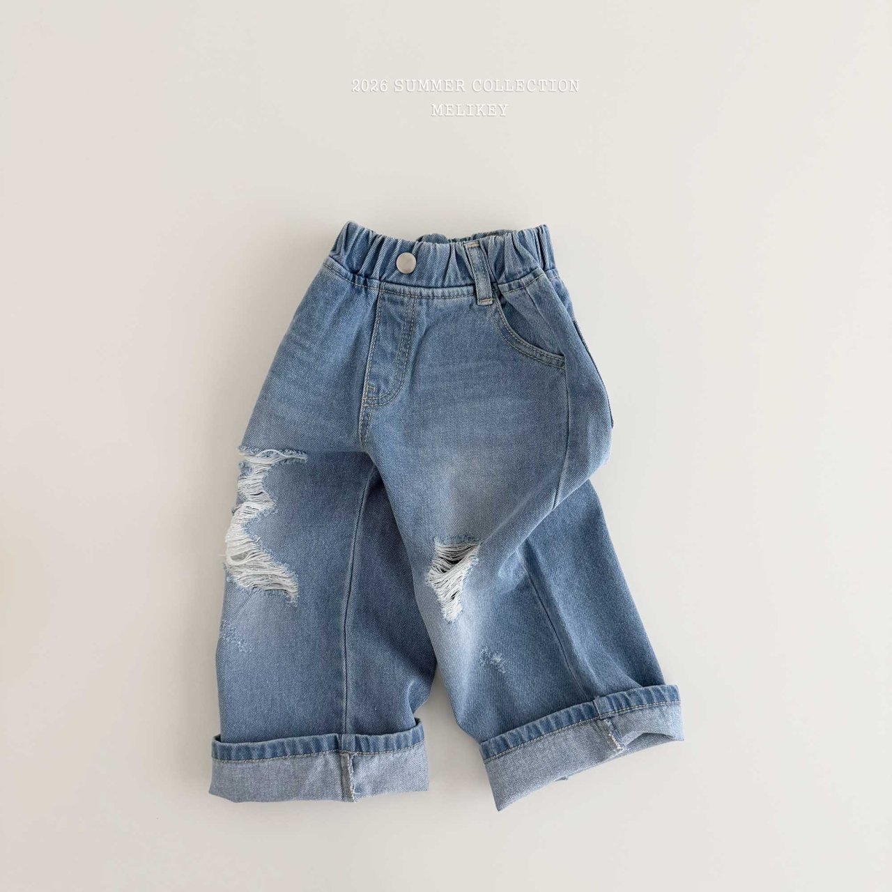 Folding Distressed Denim Pants