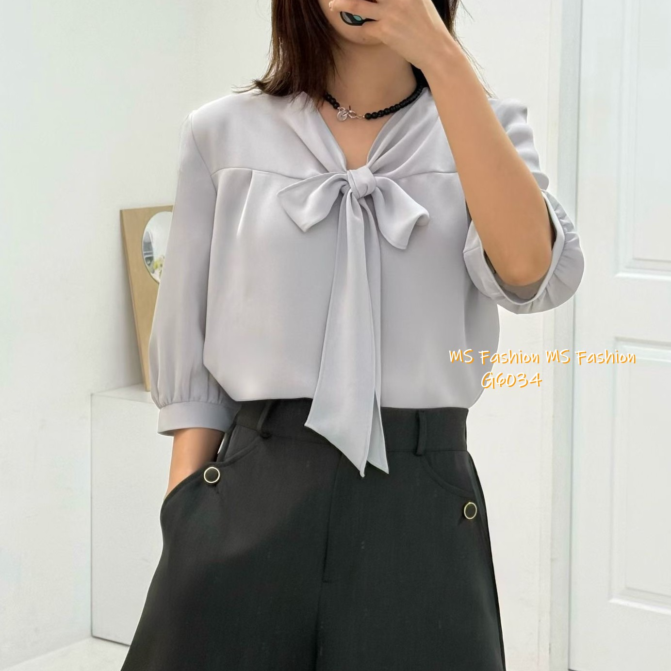 G6034 韓國🇰🇷V領大蝴蝶top