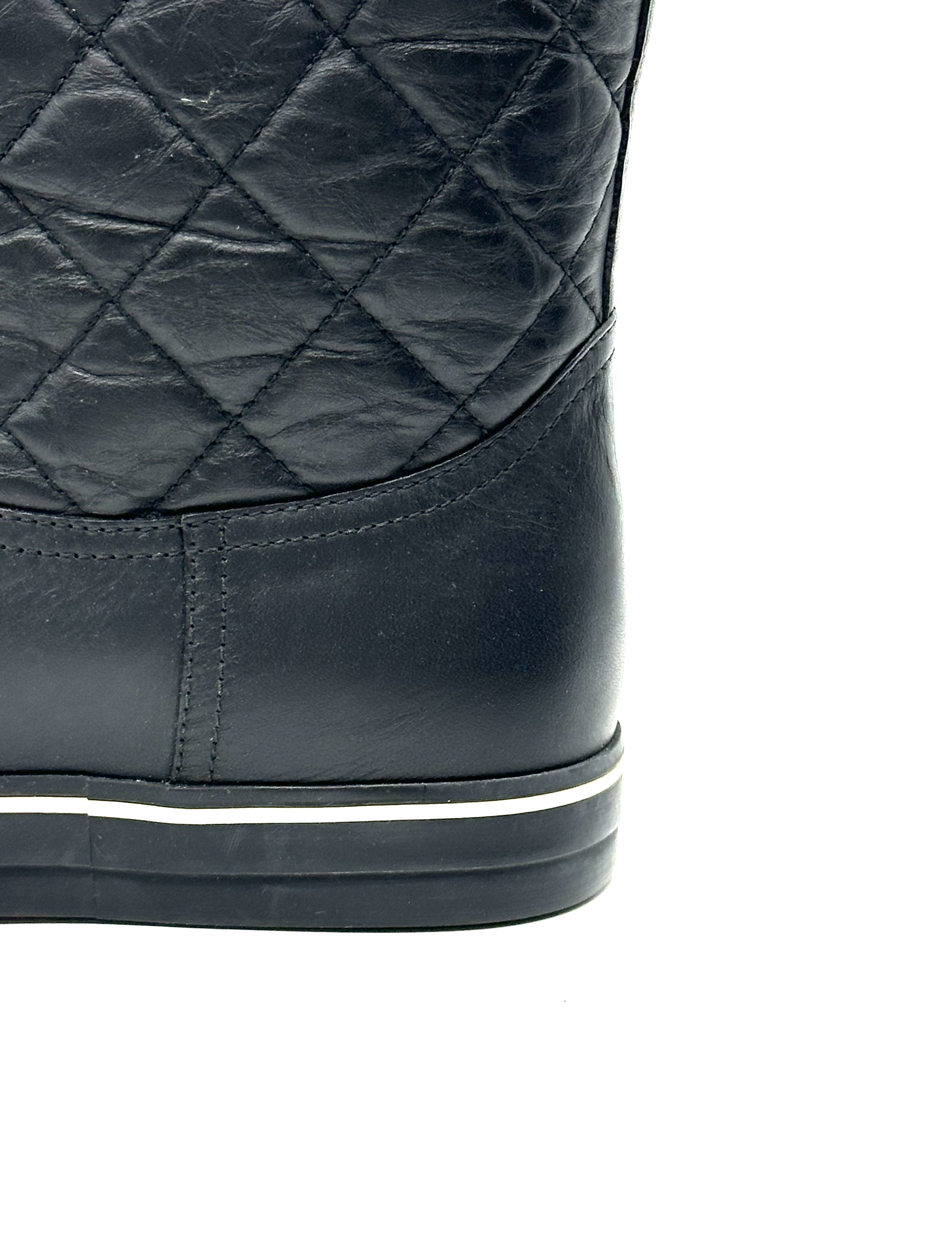 Pre-owned Chanel black quilted leather mid-calf boots / Product Code: 26040406