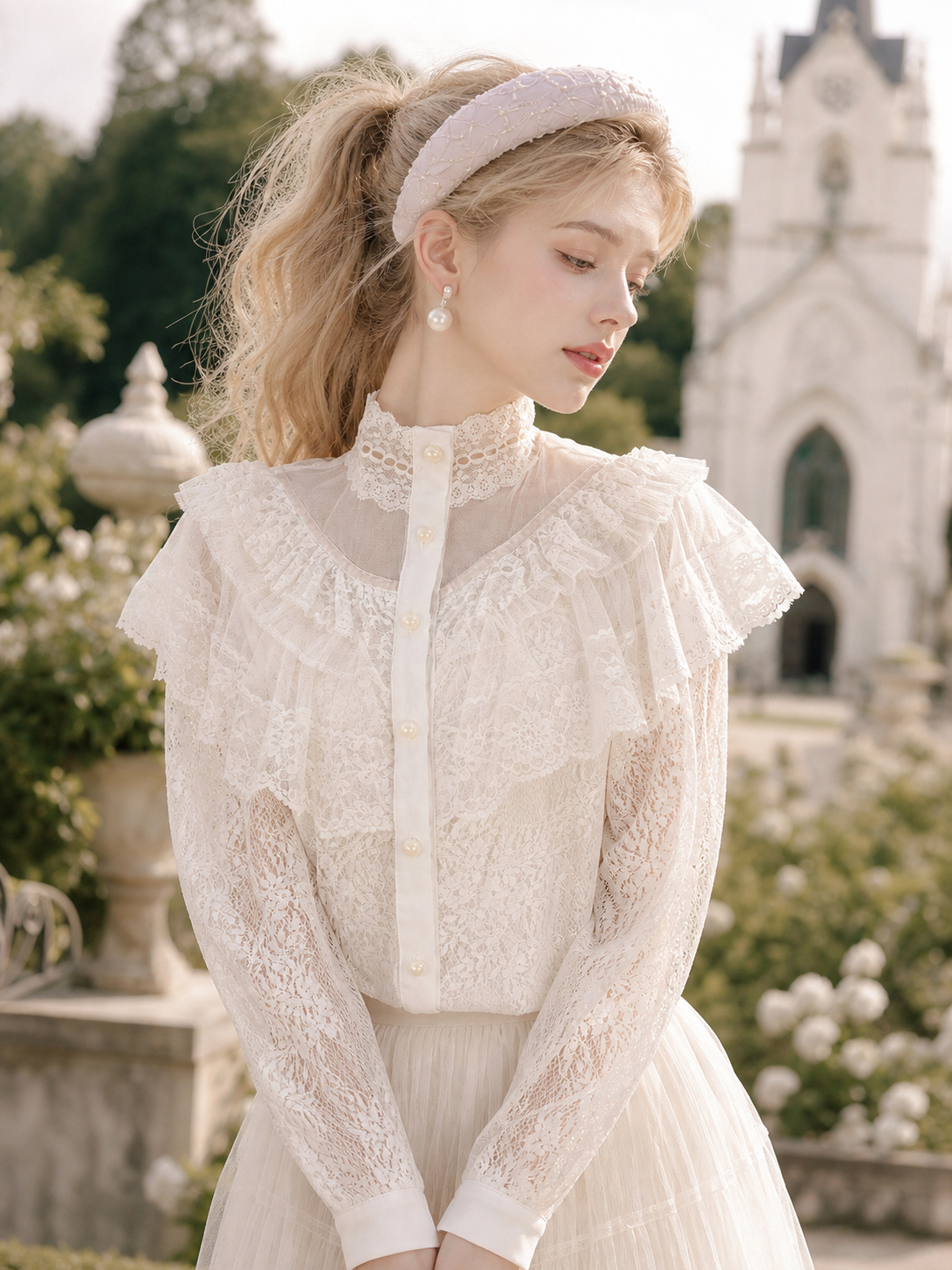 時光縫隙裡的白雪Angel Victoria Lace Blouse