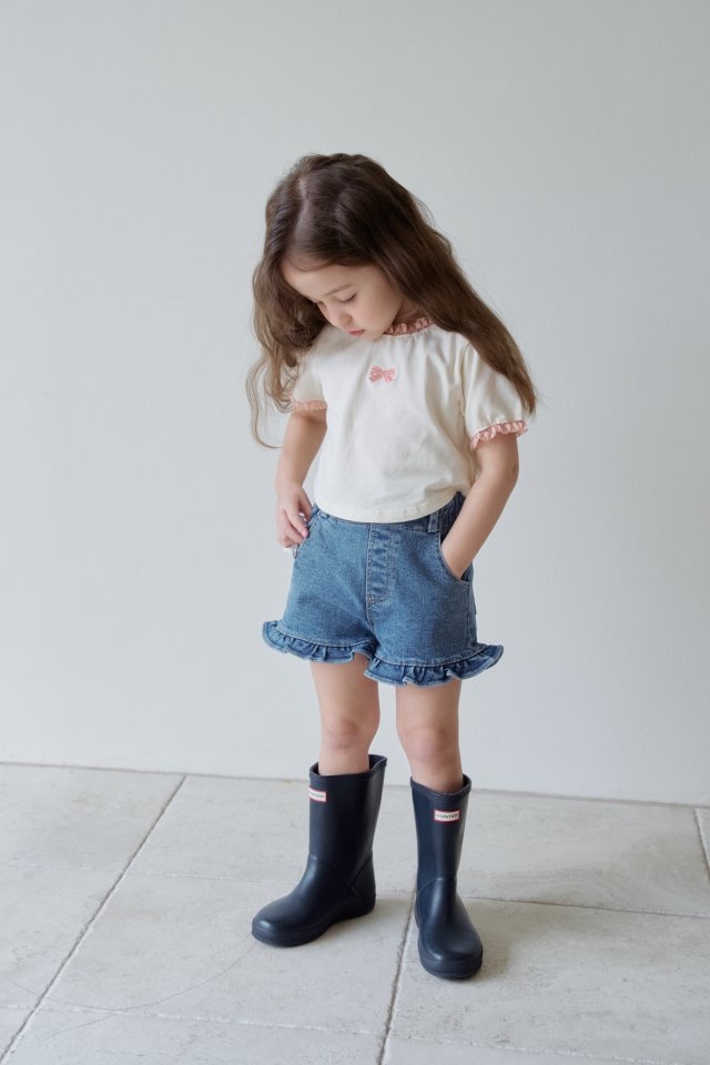 Momoann | frill denim shorts (size 7(100-105)