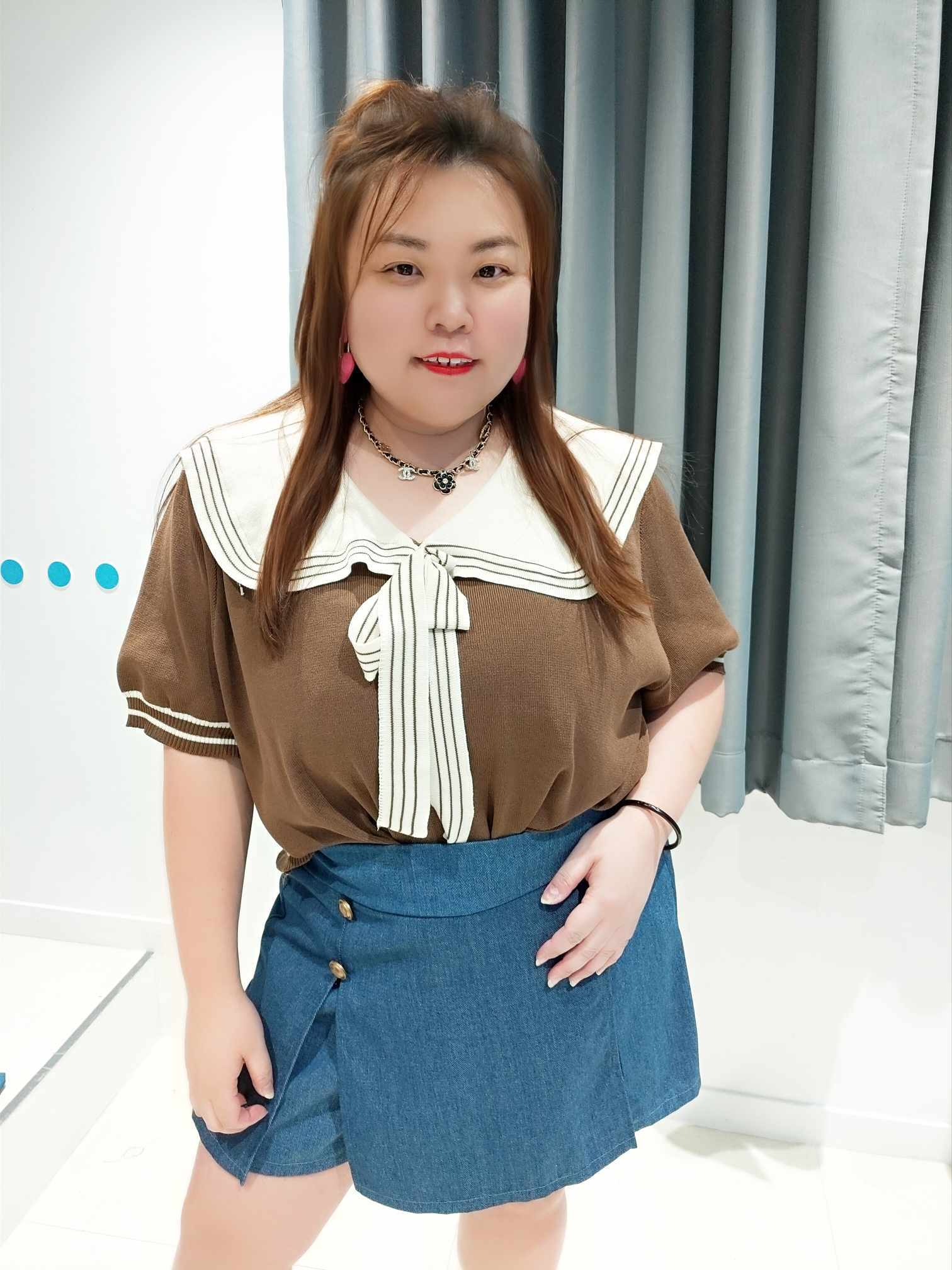 DSA06 可绑带学院风设计针织上衣