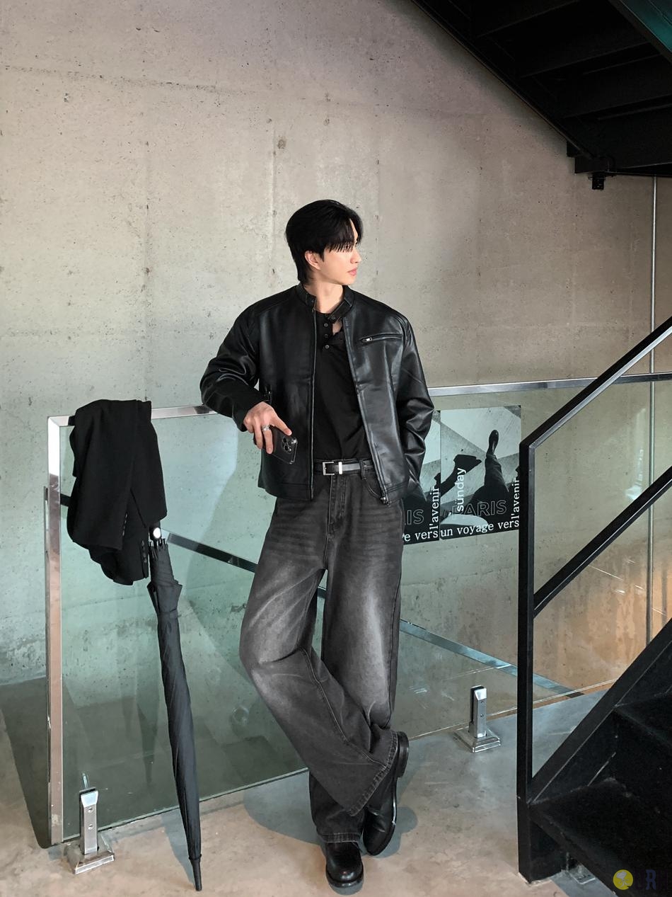 【100%保證韓國直送】俐落立領騎士短身仿皮外套 Biker China Collar Leather Jacket RL113974